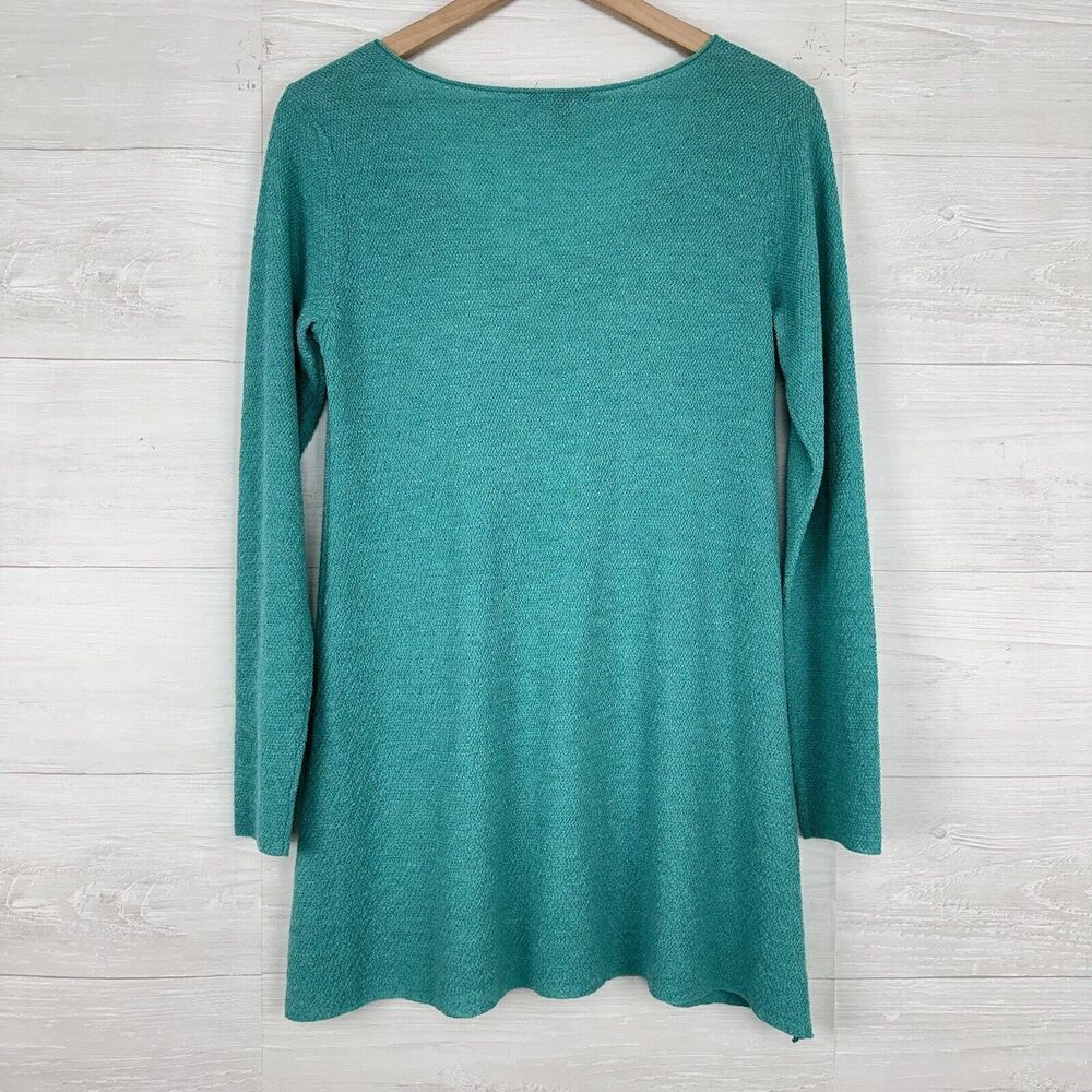 Eileen Fisher V Neck Tunic Top Knit Lightweight Sweater Women Size XS‎ Green - Picture 6 of 12